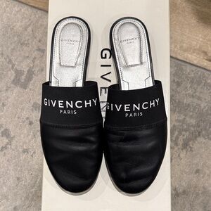 Givenchy Black and Silver Slide Shoes